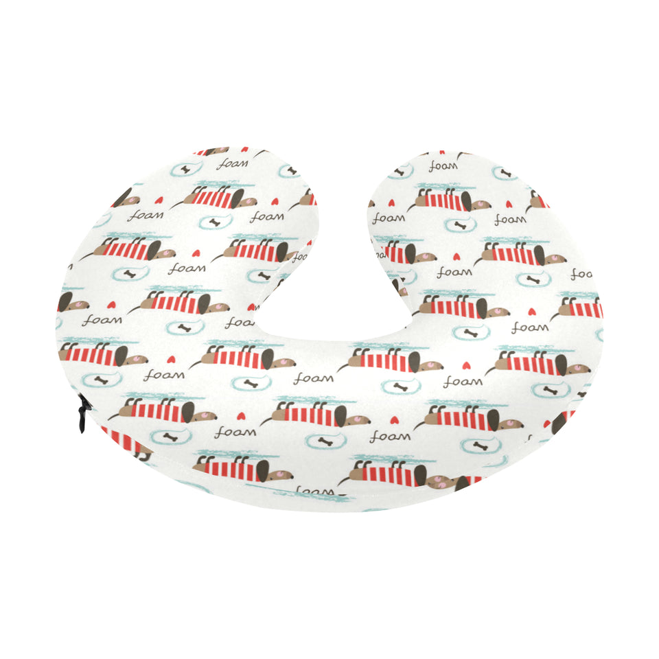 Cute dachshund bone pattern U-Shaped Travel Neck Pillow