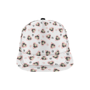 Cute pugs pink heart paw pattern All Over Print Snapback Cap