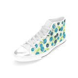 blueberry flower pattern Women's High Top Canvas Shoes White