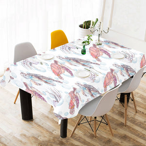 Watercolor sea turtle jellyfish pattern Tablecloth