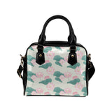 Pink lotus waterlily leaves pattern Shoulder Handbag