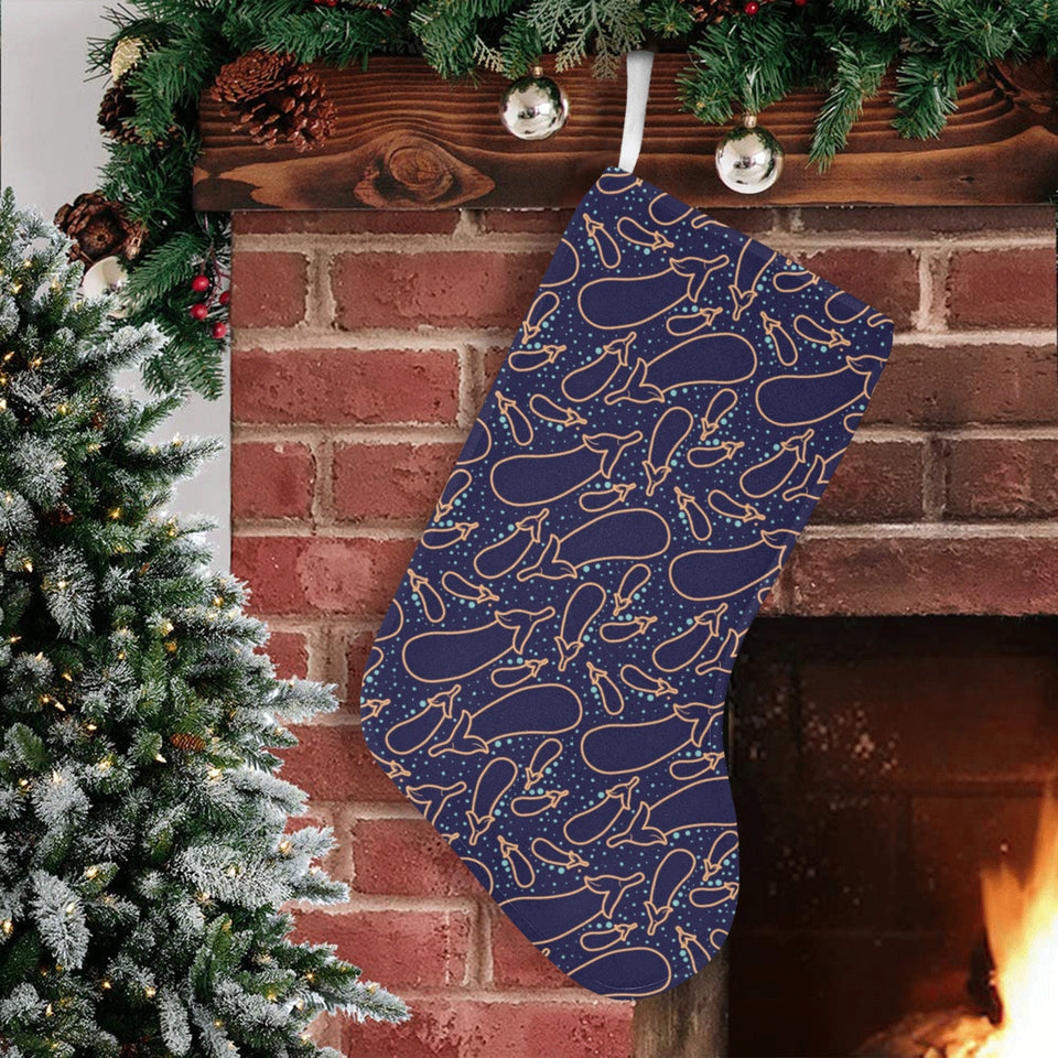 Eggplant Pattern Print Design 04 Christmas Stocking