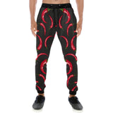Chili peppers pattern black background Unisex Casual Sweatpants