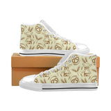 Windmill Wheat pattern Men's High Top Canvas Shoes White