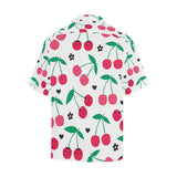 cherry pattern white background Men's All Over Print Hawaiian Shirt
