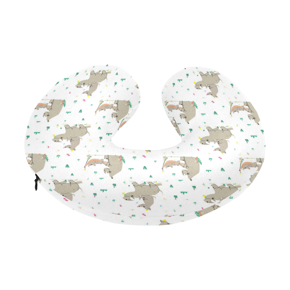 Cute Rhino pattern background U-Shaped Travel Neck Pillow