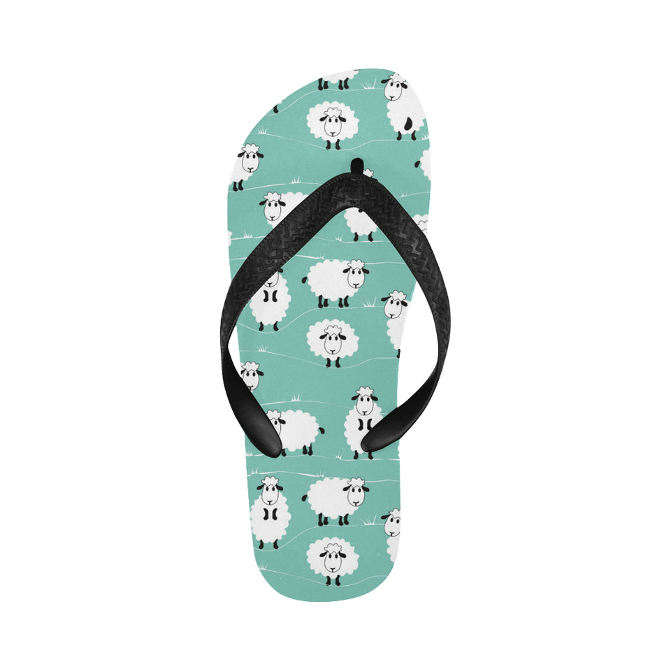 Cute sheep green background Unisex Flip Flops