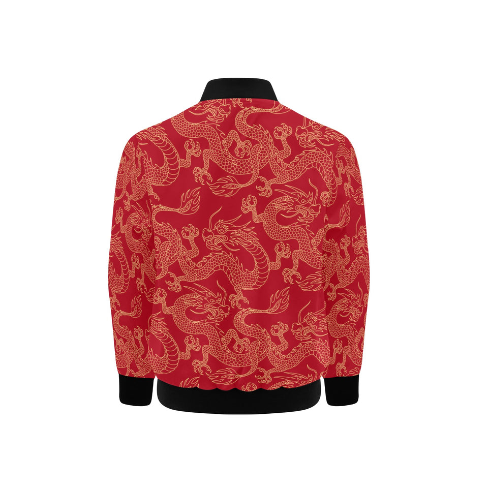 Gold dragons red background Kids' Boys' Girls' Bomber Jacket