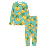 Banana Palm Leaves pattern background Women's All Over Print Pajama Set