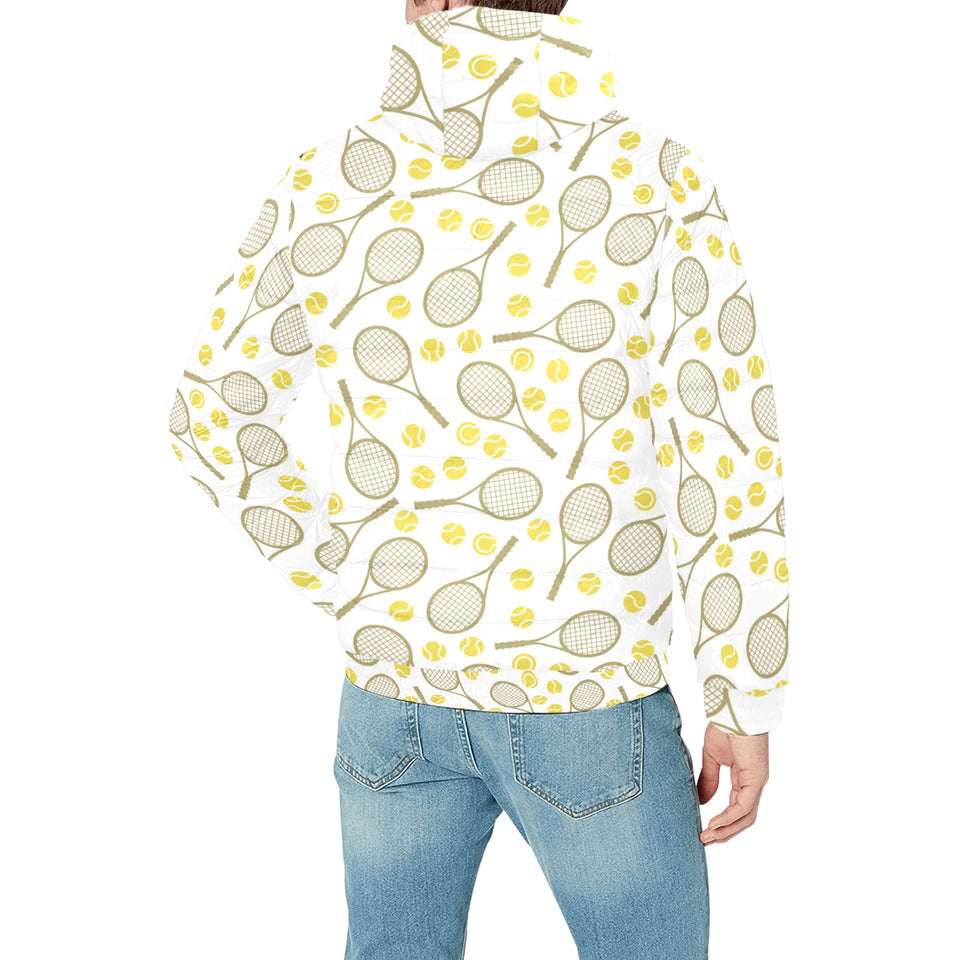 Tennis Pattern Print Design 02 Men's Padded Hooded Jacket