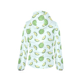 Durian pattern blue background Women's Padded Hooded Jacket