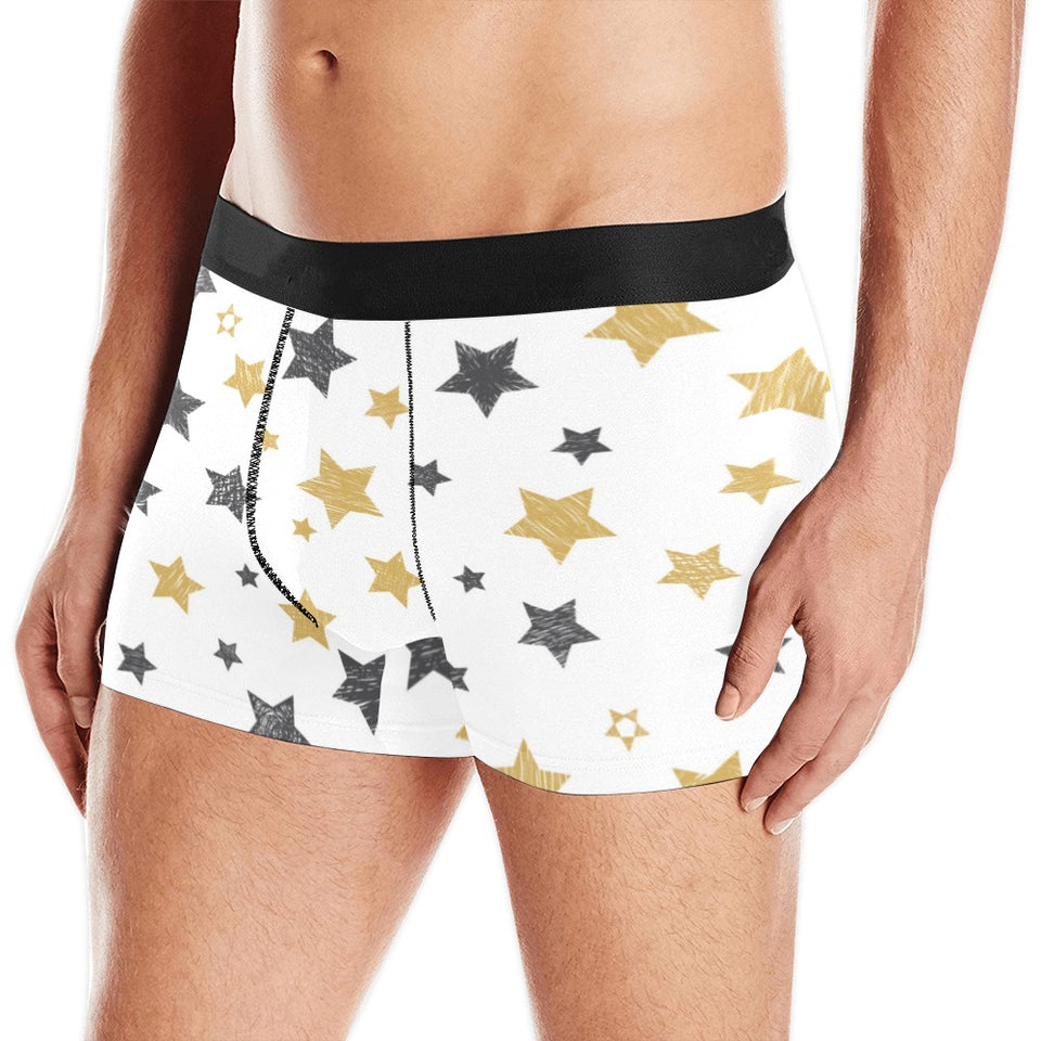 hand drawn gold black star pattern Men's All Over Print Boxer Briefs Men's Underwear
