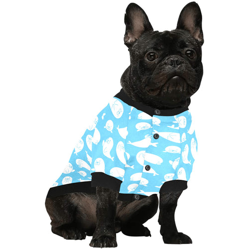 Cute white sea lion seals pattern All Over Print Pet Dog Round Neck Fuzzy Shirt