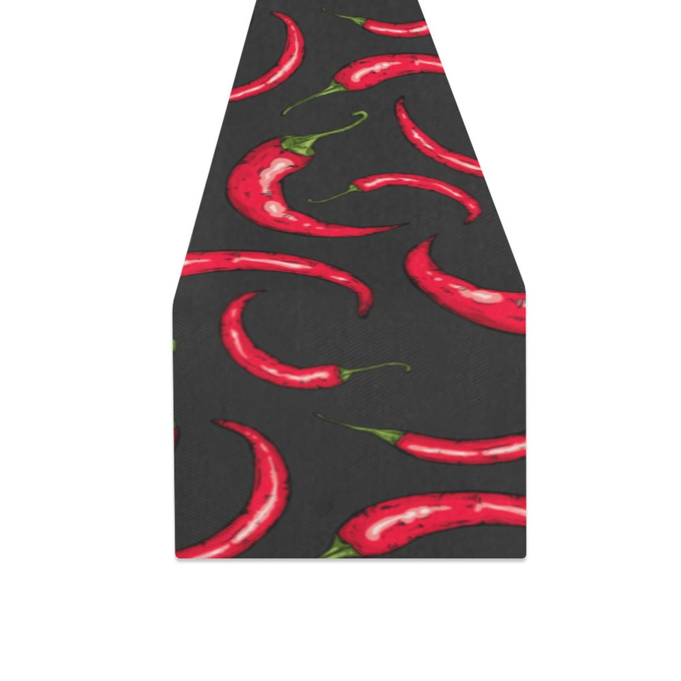 Chili peppers pattern black background Table Runner