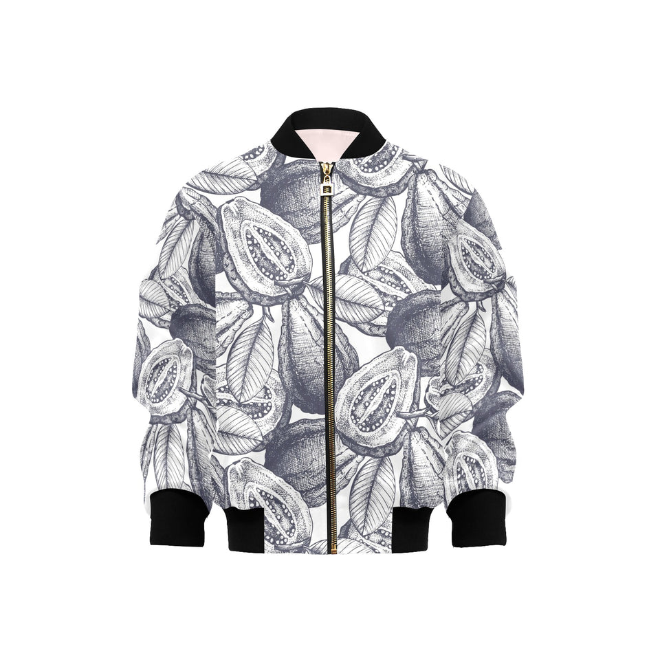 Guava tropical hand drawn pattern Kids' Boys' Girls' Bomber Jacket