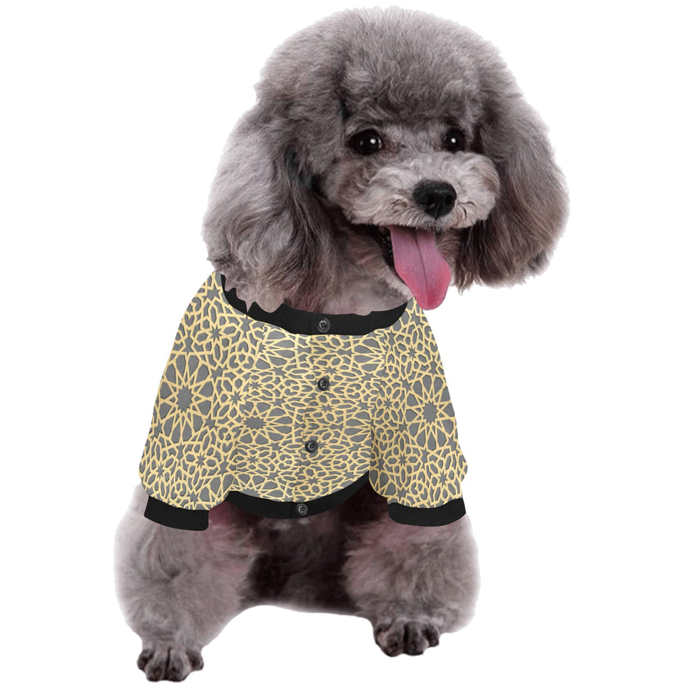 arabic star gold pattern All Over Print Pet Dog Round Neck Fuzzy Shirt