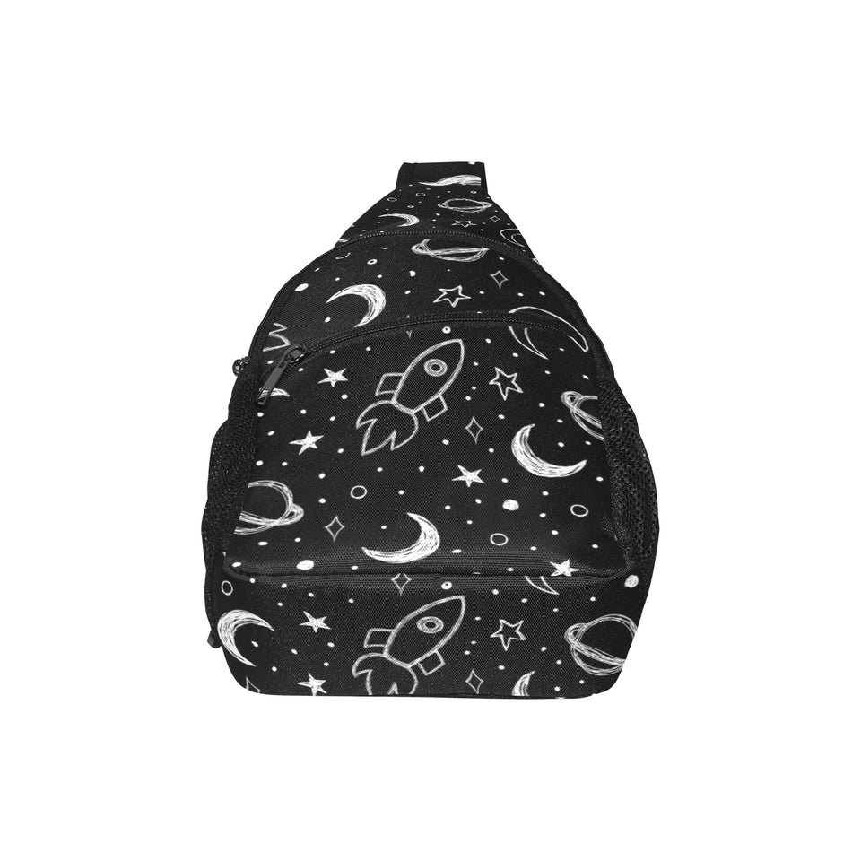 Hand drawn space rocket star planet All Over Print Chest Bag