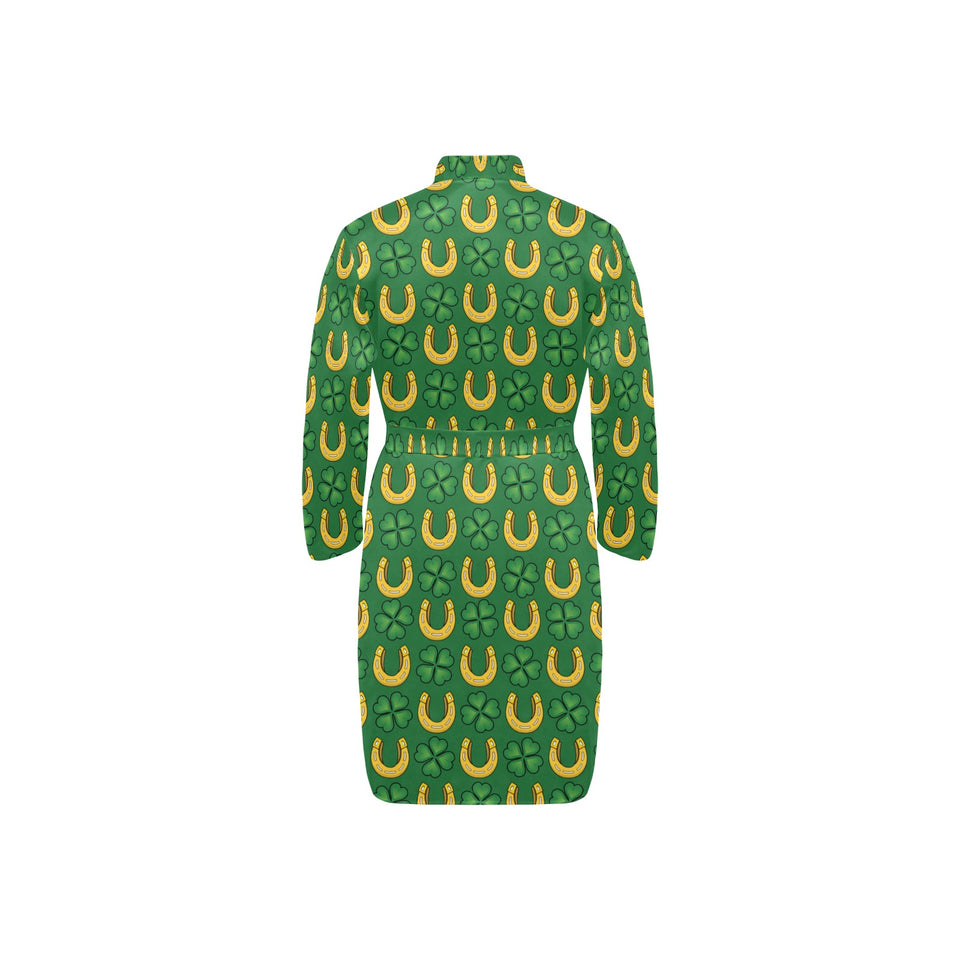 Horseshoes Pattern Print Design 05 Men's Long Sleeve Belted Night Robe