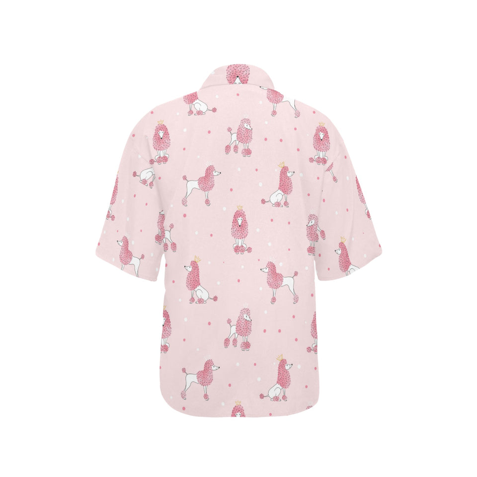 Poodle dog pink color theme Women's All Over Print Hawaiian Shirt