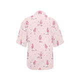 Poodle dog pink color theme Women's All Over Print Hawaiian Shirt