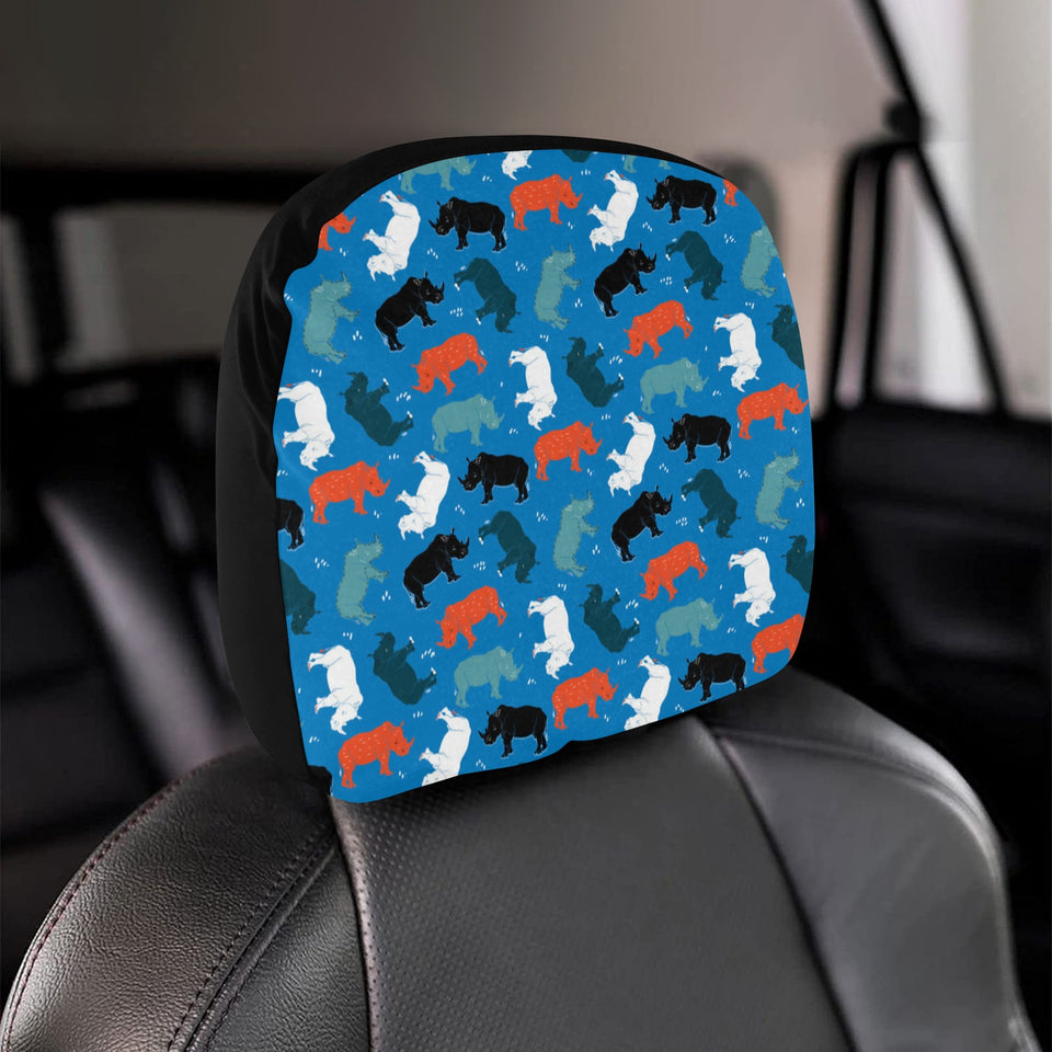 Colorful rhino pattern Car Headrest Cover