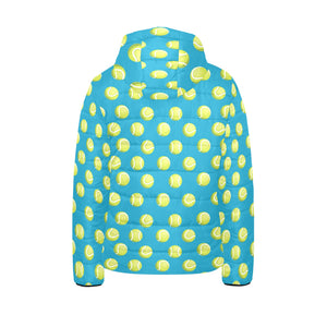 Tennis Pattern Print Design 05 Kids' Boys' Girls' Padded Hooded Jacket