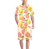 Beautiful guava pattern Men's V-Neck Short Pajama Set