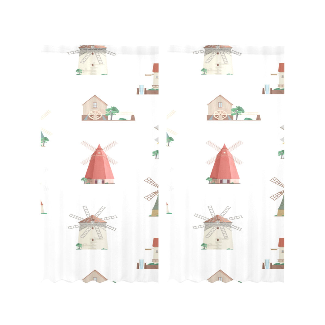 windmill design pattern Gauze Curtain