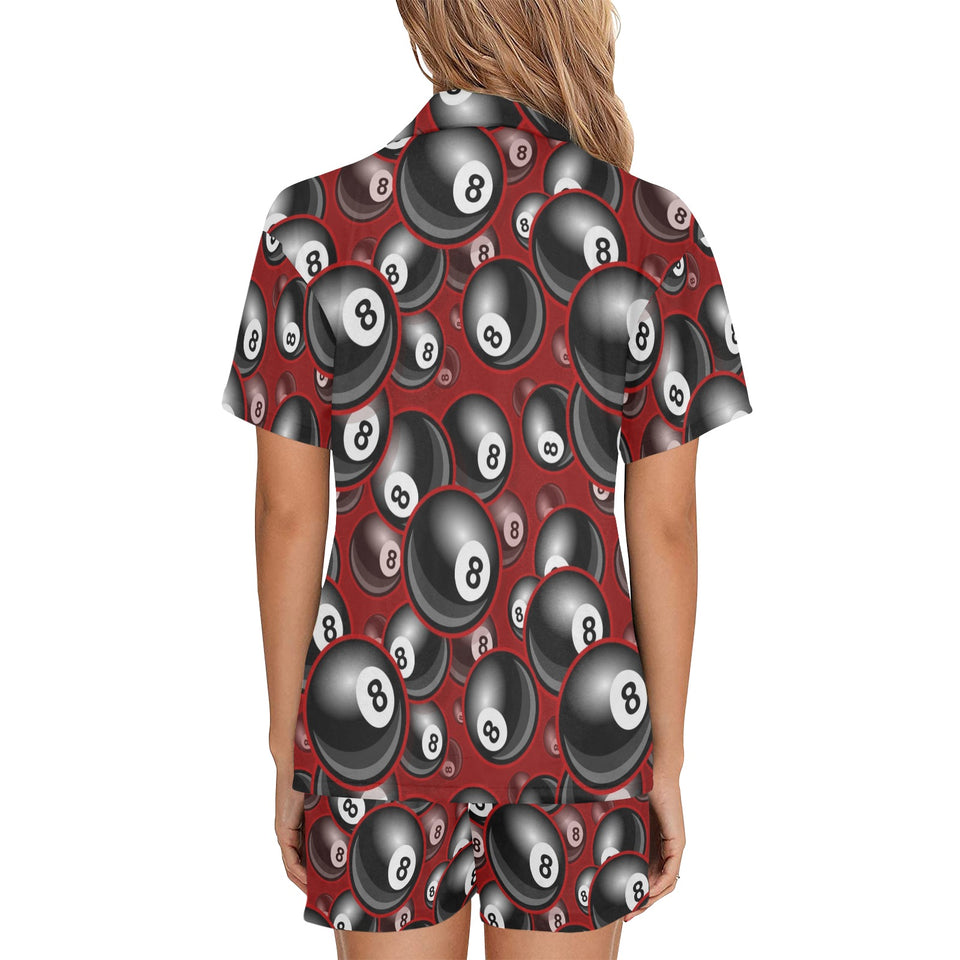 Billiard Ball Pattern Print Design 05 Women's V-Neck Short Pajama Set