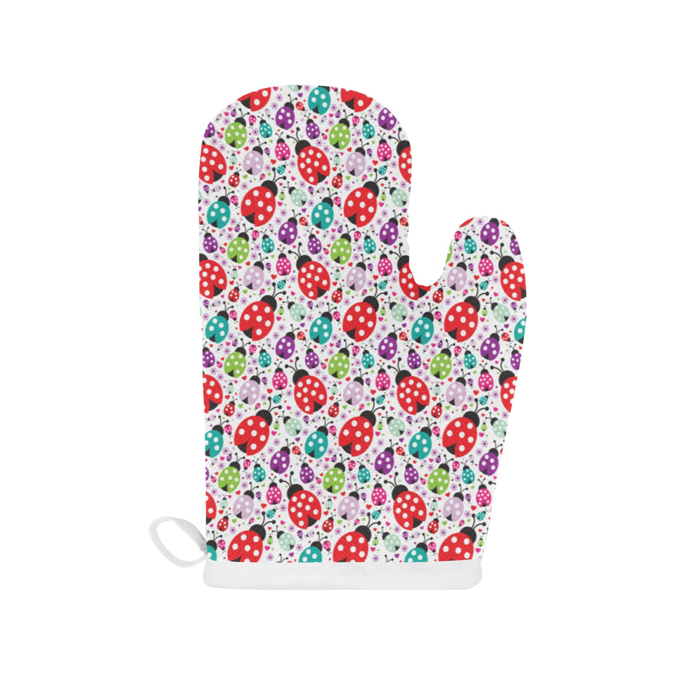Ladybug Pattern Print Design 03 Heat Resistant Oven Mitts