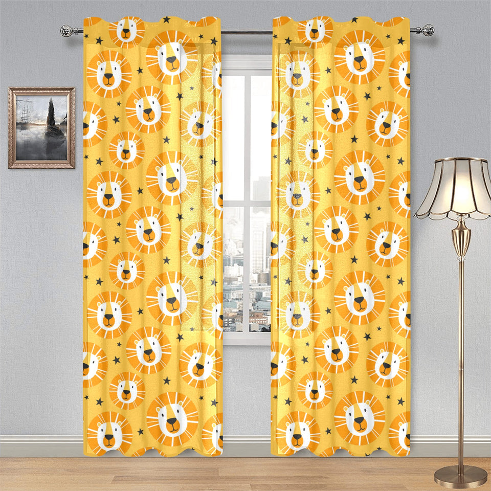 Lion Pattern Print Design 03 Gauze Curtain