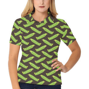 Green Peas Pattern Print Design 05 Women's All Over Print Polo Shirt