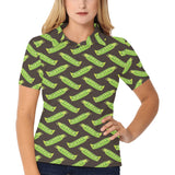 Green Peas Pattern Print Design 05 Women's All Over Print Polo Shirt