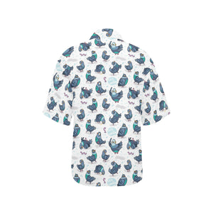 Pigeon Pattern Print Design 02 Women's All Over Print Hawaiian Shirt