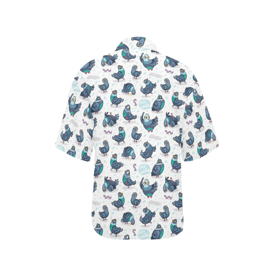 Pigeon Pattern Print Design 02 Women's All Over Print Hawaiian Shirt