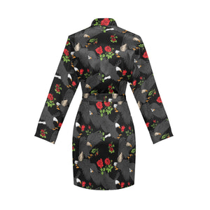 Eagle Pattern Print Design 04 Women's Long Sleeve Belted Night Robe