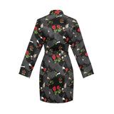 Eagle Pattern Print Design 04 Women's Long Sleeve Belted Night Robe