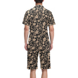 Rose Pattern Print Design 04 Men's V-Neck Short Pajama Set