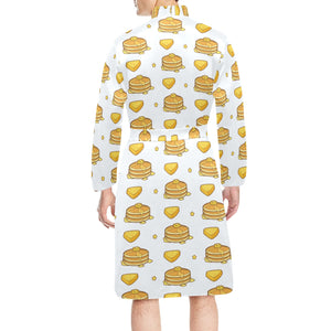 Pancake Pattern Print Design 03 Men's Long Sleeve Belted Night Robe