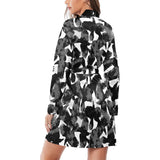 Crow illustration pattern Women's Long Sleeve Belted Night Robe