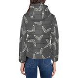 Hand drawn boomerang Australian aboriginal ornamen Women's Padded Hooded Jacket