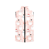 Cute snowman christmas tree snowpink background Women's Padded Vest