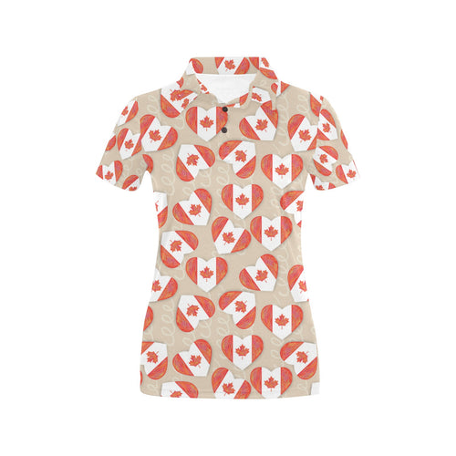Canada Pattern Print Design 01 Women's All Over Print Polo Shirt