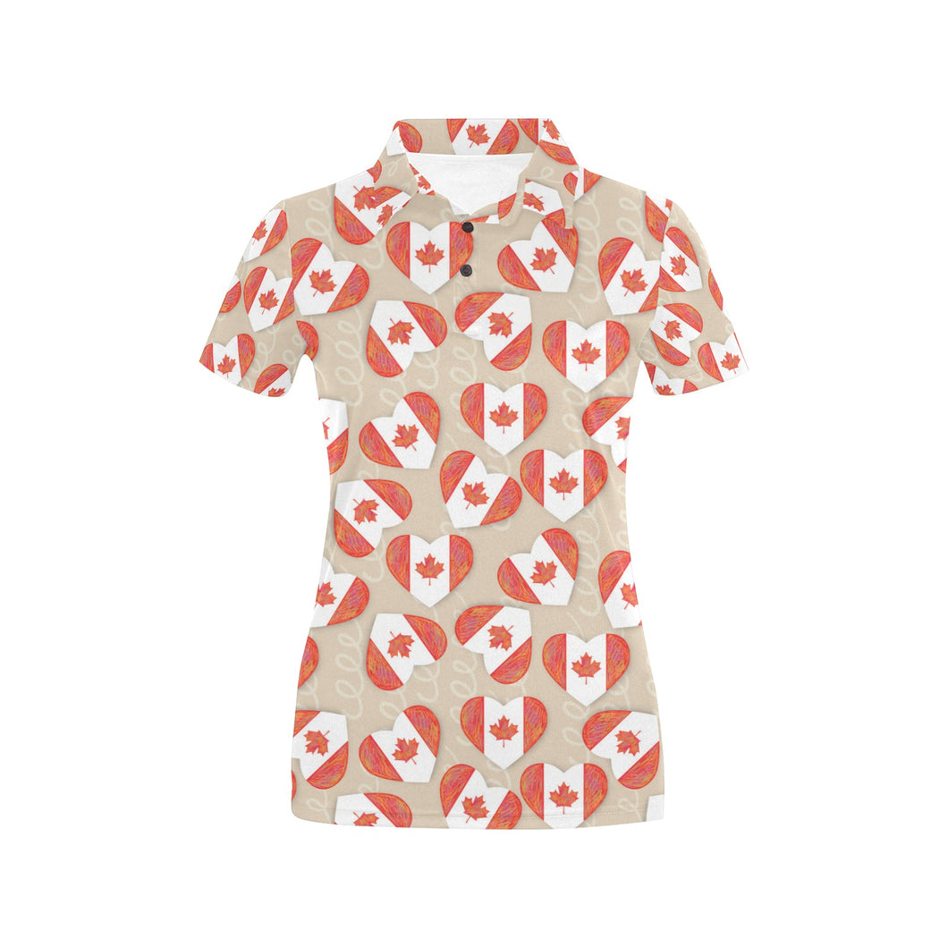Canada Pattern Print Design 01 Women's All Over Print Polo Shirt