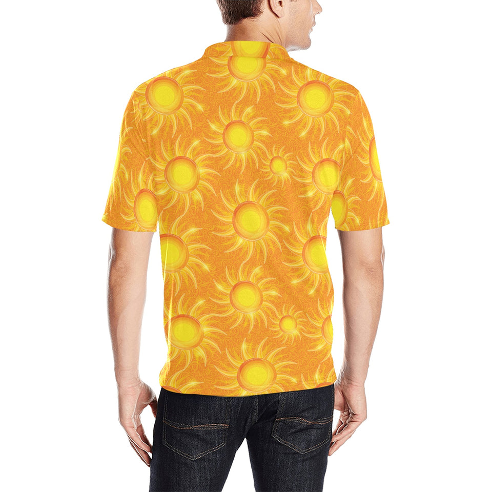 Sun orange background Men's All Over Print Polo Shirt