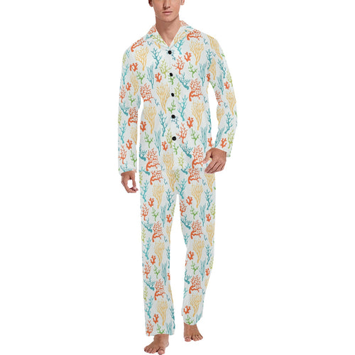 Coral Reef Pattern Print Design 02 Men's Long Pajama Set