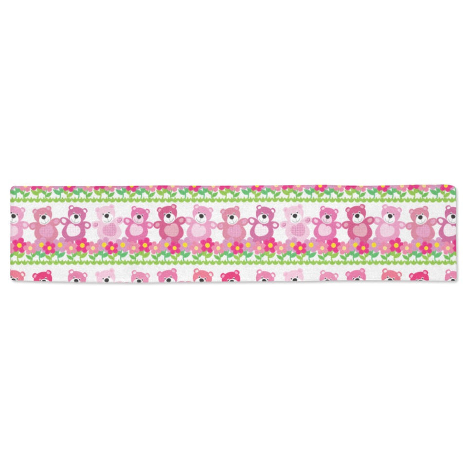 Teddy Bear Pattern Print Design 04 Table Runner