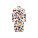 Ladybug Pattern Print Design 05 Men's Long Sleeve Belted Night Robe