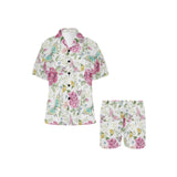 Hand drawn butterfly rose Women's V-Neck Short Pajama Set