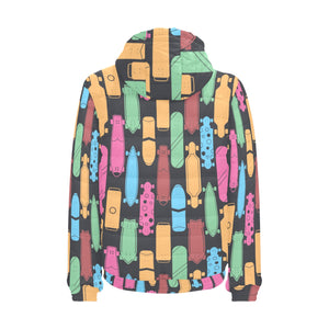 Skate Board Pattern Print Design 02 Men's Padded Hooded Jacket